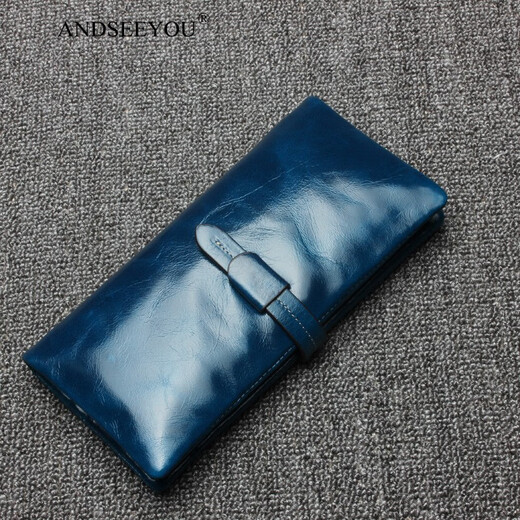ANDSEEYOU品牌真皮手拿包女复古欧美长款简约百搭大气港风时尚钱包女钱夹 紫色