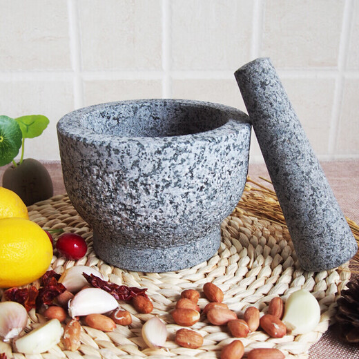 YEIES marble granite garlic pounder stone mortar household old-fashioned stone nest stone large bowl garlic paste grinding