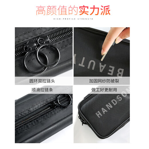 Zichen transparent portable travel toiletry bag cosmetics storage bag business trip toiletry bag foundation lipstick cosmetic bag black medium size