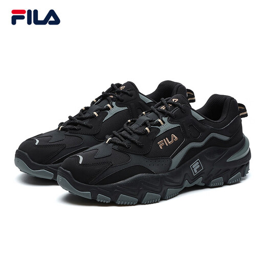 斐乐（FILA）男女同款跑步鞋舒适轻便慢跑透气休闲运动鞋七夕送掠夺者情侣鞋 黑/中灰-BM【男款】 43