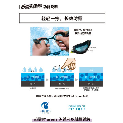 Arena myopia swimming goggles imported high-definition large frame anti-fog pioneer professional men and women can have different degrees of left and right swimming goggles imported anti-fog pioneer myopia black 4600 300 degrees