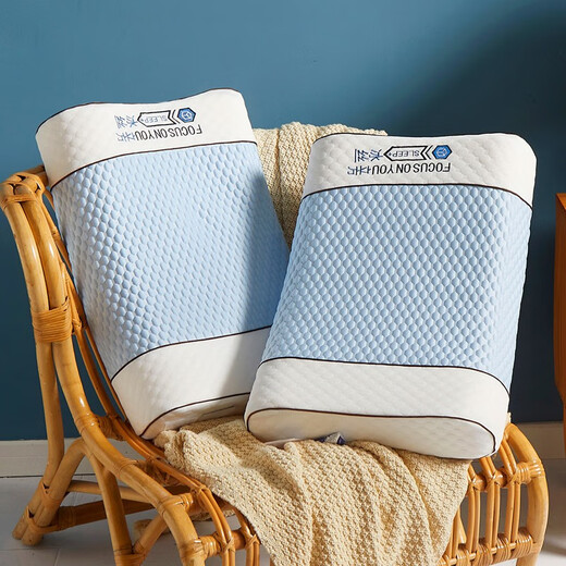 Nanjiren (Nanjiren) Thai Latex Pillow Pair of Home Natural Rubber Pillow Pillows Soothing Cervical Sleep Silicone Low Pillow Core Blue-Wave Low Pillow [2 Pack + Inner Jacket]