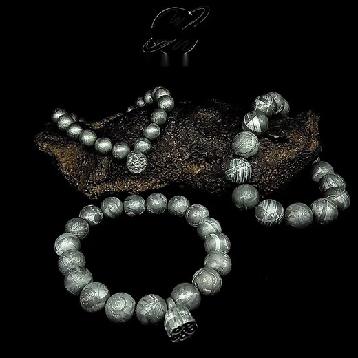 Tingbai Swedish M Nickel Iron Meteorite Beads Sky Iron Balls Mandela Iron Meteorite Bracelet Universe Gift Original Color 18mm About 23.8g