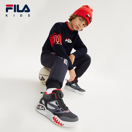 Fila Shoes para niños zapatos casuales para niños Nuevo estilo de zapatillas de tablero clásicas de los niños de la altura media zapatilla de zapatillas negras/sombra gris-bd tamaño 37/longitud interior 23.5cm