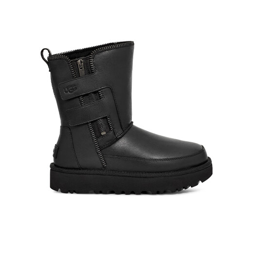 UGG冬季新款男女同款舒适时尚厚底拉链休闲经典短靴机车靴1164710 BLK | 黑色 39