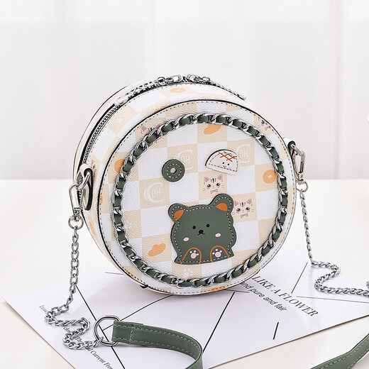 BLACKKISS Birthday Gift Gift for Girlfriend Textured Women's Bag New Small Round Bag Women's Fashion Chain Bag One-Shoulder Crossbody Bag Brown (High Quality Version)
