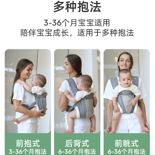 COOKSS婴儿背带抱娃神器婴儿双肩前抱式宝宝大童0-3岁简易纯棉防晒透气