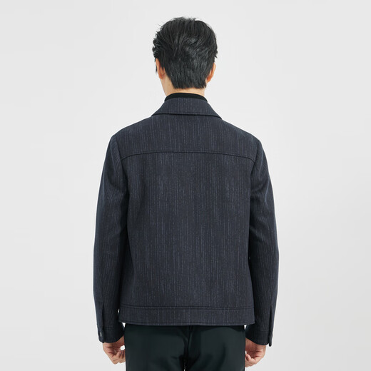 Lilang Leichte Mode-Herrenkleidung [Zwei-Farben Jacquard] Wollmantel für Kurzläufe gestrickte Wolljacke A4dyr901 Navy Blue L (170)