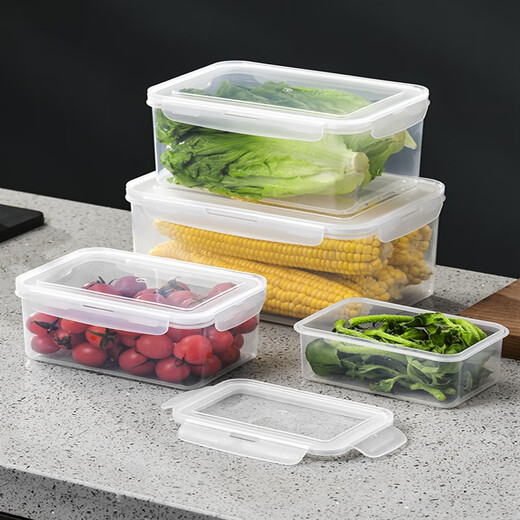 
Mupusen Kitchen Refrigerator Rectangular Fresh Box Microwave Heat-resistant Plastic Lunch Box Food Lunch Box Fruit Storage Sealing Box 3890ml Fresh Box