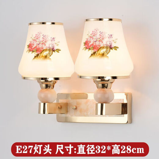 Yaotian remote control dimming wall lamp bedroom bedside lamp LED living room wall lamp hotel hotel stair corridor aisle lamp BD074-double head-glass led warm light three-stop dimming