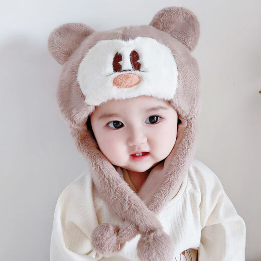 Disney Baby Hut Baby-Ohrschutz Herbst und Winter warme Frauen süßer winddes Ohrschutz Baby Dicke Plüschhut MX761-Gelbe 6 Monate bis 3 Jahre alt (46-50 cm)