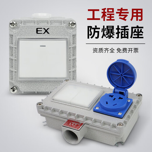 Explosion-proof wall switch 220V10A exposed and concealed 86-type metal single-joint dual-control industrial socket for factory use explosion-proof waterproof switch double open 10A
