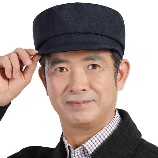 Changyin middle-aged and elderly hats, spring and autumn men's old hats, cloth hats, grandpa autumn flat-top thin dad hats, elderly Zhongshan hats, flat-top hats - autumn and winter black M 57C