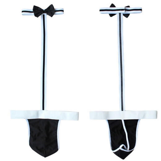 
Sexy underwear male servant jumpsuit men's sexy underwear waiter nightclub gay performance sexy uniform breathable gay small waiter underwear gay adult T-trousers black single size