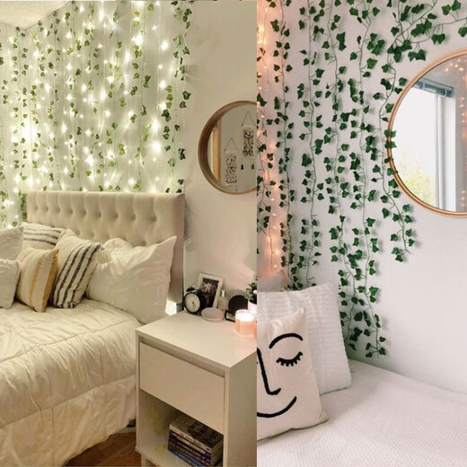 Pinye solar garden light outdoor light rose string flower rattan garden fence decoration balcony railing festival atmosphere light green leaf rattan light 10 meters 100 lights solar warm light