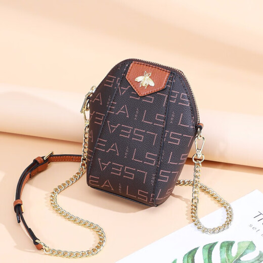 Love Sea retro printed mobile phone bag, fashionable shoulder bag, female coin purse, crossbody bag, female small bag, light luxury commuting armpit bag, luxury gift for wife, birthday gift, gift for girlfriend, coffee with brown