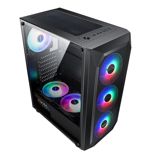 Huntkey Night Hunter 5 Computer Case Desktop DIY Full Side Transparent Gaming Water-cooled ATX Large Board Backline Case Night Hunter 5-Black + E-Sports 400W Power Supply (Rated 400W)