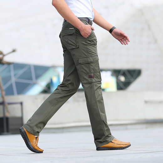 JEEP SPIRIT work pants for men loose straight spring and summer thin large size outdoor multi-pocket autumn and winter casual pants for men blue (9923#) thin 33 waist 2 feet 55