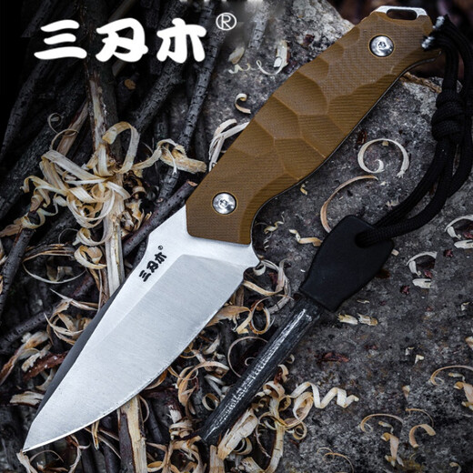 三刃木S718户外求生刀随身直刀野外战术刀防身刀具 S718-2沙漠色