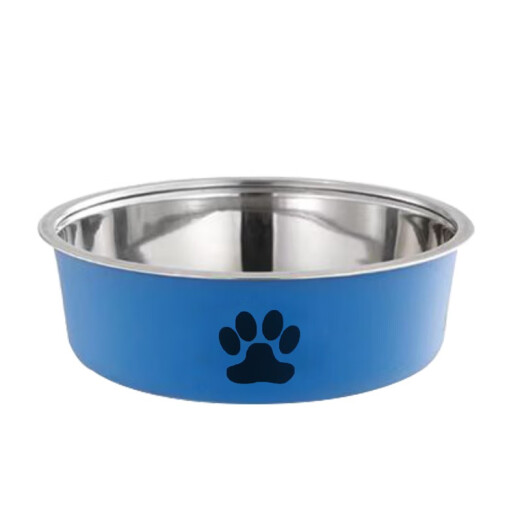 KellyPet stainless steel dog bowl cat bowl non-slip anti-knock pet bowl cat food bowl double bowl medium dog water basin light green footprint S-small 14.3x5.5
