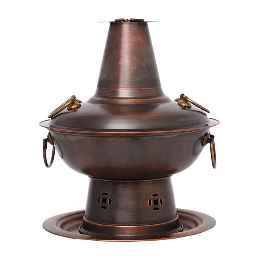 Guo Yiyuan olla caliente de cobre dividida retro olla caliente de carbón de carbón antigua olla de pato mandarín hervida con cordero de Beijing olla caliente de cobre cobre puro 34 cm sabor único 6-8 personas carbón retro 34 cm