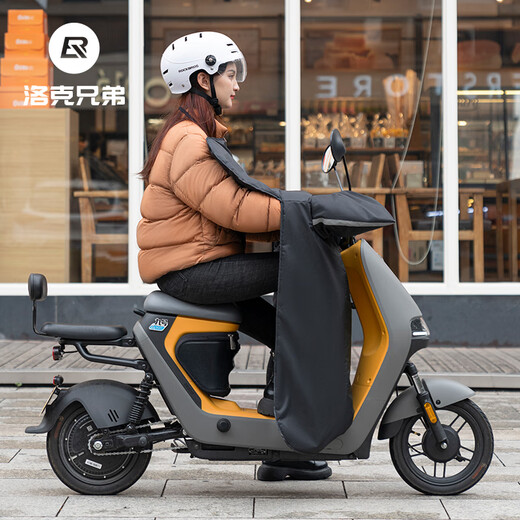 ROCKBROS Electric Vehicle Windshield Quilt Autumn and Winter Plus Velvet Thickened Coldproof and Waterproof Motorcycle Battery Vehicle Winter Windproof Cover Black Warm/Waterproof/Windproof