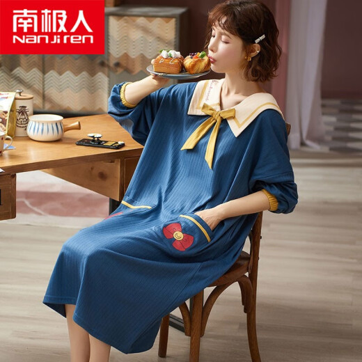 Antarctic princess style nightgown for women summer quarter-sleeved short-sleeved cute student pajamas summer home wear thin section L571M