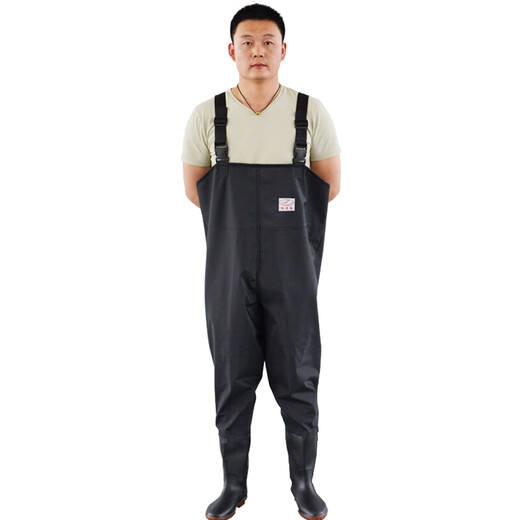 Hongshiyu waterproof and electricity-proof thickened wear-resistant acid and alkali resistant waders waterproof clothing fishing fishing waders blue half body 44