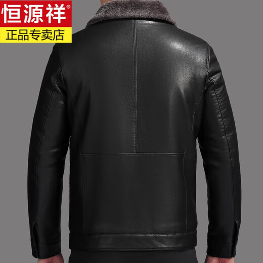 
Hengyuanxiang genuine leather jacket for men with velvet thickened fur one-piece jacket for winter new style Haining sheepskin jacket for men with black buttons 180100A