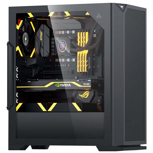 Golden field game console computer desktop case supports 240 water cooling/ATX motherboard/iron mesh cooling panel/glass side penetration FM01 black ATX/240 water cooling