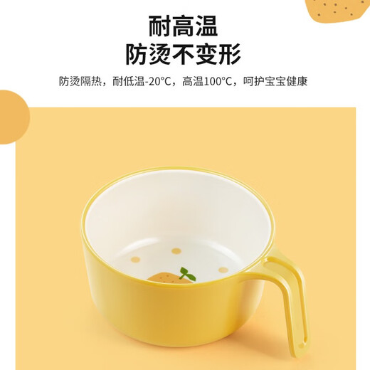 United Berui Children's Tableware Set New Year Metamine Children's Eating Supplementary Food Bowl Anti-fall Imitation Porcelain Partition Plate Fork Spoon Cute Card [Wanshi Da Orange 4-piece Set + Gift Box] / Supermarket Edition The same model online and offline/