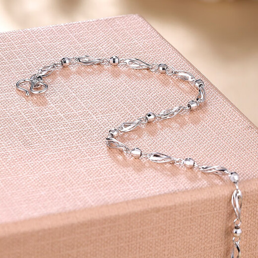 Saturday Fortune (ZLF) PT950 platinum bracelet for women, simple twisted piece, beaded bracelet, platinum bracelet, 3.46g 16cm + tail chain 2cm