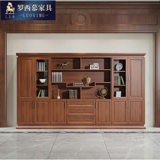 Luo Ximu New Chinese style boss desk office desk solid wood atmosphere luxury president desk executive desk office desk and chair furniture combination 2.4 meters boss table