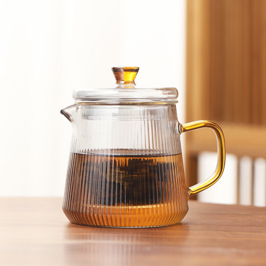 SUSHICERAMICS teapot heat-resistant glass floral teapot bubble teapot striped medium trapezoidal teapot