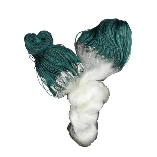 Mengda fishing net wire mesh three-layer sunken net single-layer floating net hanging to catch crucian carp and silver carp white strip net three-layer sunken net 50 meters long 1.5 meters high 3 fingers