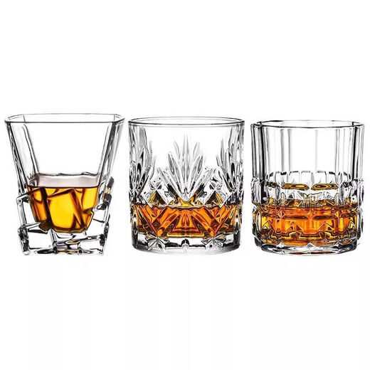 Enshousu whiskey glass crystal glass European style spirit glass thickened beer glass glass water glass bar foreign wine glass wine set 300ml classical No. 3