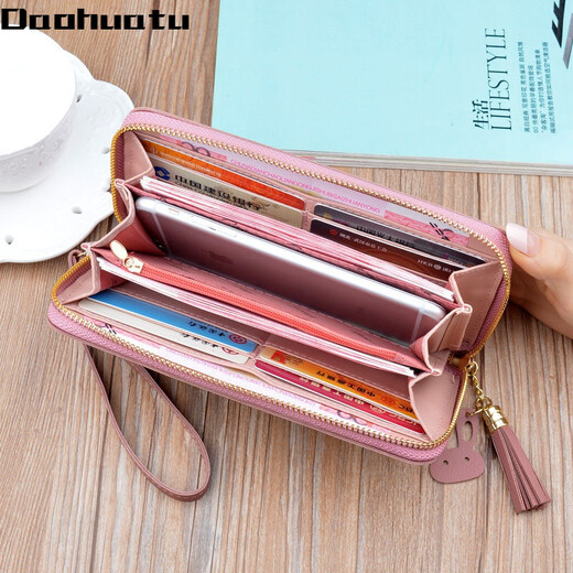 Daohuatu neuer Brieftasche für Frauen Langer koreanischer Mode Handheld Hand Halting Coin Brieftasche Reißverschluss Multifunktionales Mobiltelefonbeutel Long Blau