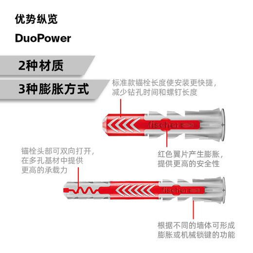 Fischer German original imported Duopower expansion screw lightweight brick hollow brick gypsum board universal box 8x65+5x80 original nails 25 sets/box