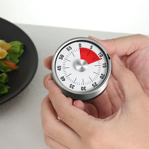 拜杰厨房计时器机械提醒学生学习定时旋转闹钟秒表磁铁磁吸式 白色表盘【经典款】磁吸设计