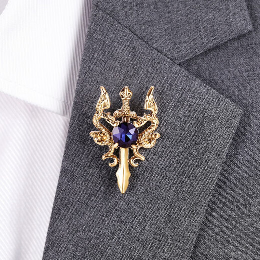 
VanCalen Brooch Men's Double Dragon Brooch Goddess Sword Brooch Domineering Ancient Style Suit Pin Needle Goddess Day Gift Double Dragon Sword Brooch