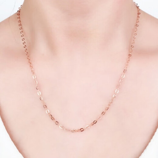 Jinshitong Russian 585 purple gold necklace 14K color gold rose gold flash O-shaped chain for women 45cm thick 1.1mm