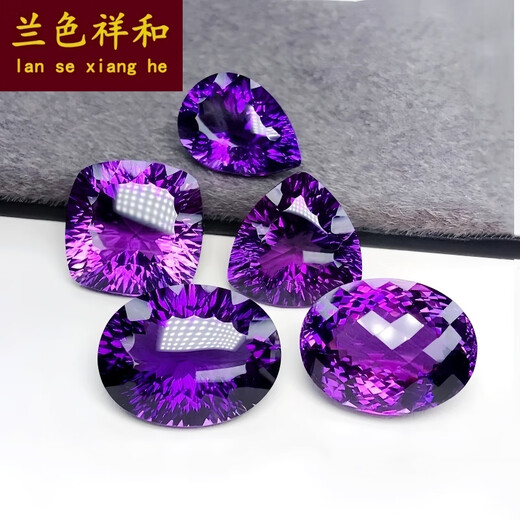 Blue Peace 2 Amethyst Large Carat Fireworks Cut Oval Water Drop Heart Shape Millennium Cut Loose Stone 18k Gold and Silver Inlaid Pendant Ring 18.2 Carats 4#