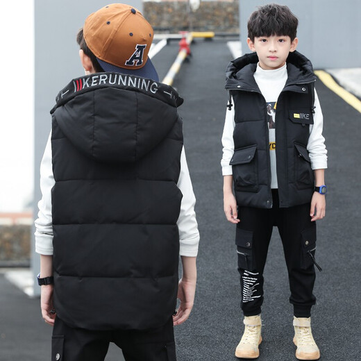 Omi Mouse children's clothing boys' vest winter medium and large children's vest boys vest thickened quilted hooded cardigan coat clothes yellow 140