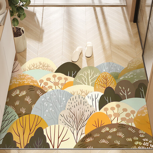 Gu Die Xiao Fresh Door Mat Floor Mat Entrance Door Mat Resistant to Dirty Entrance Door Anti-slip Entry Mat Green Cypress 60CMx90CM (DIY as you like, any cut)