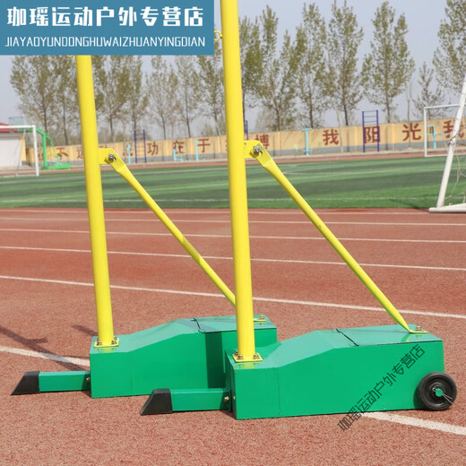 京濮飞学校标准羽毛球网架 室外多用网柱可移动式网球架 多功能气排球架 6.1*1.55m【含网】绿色
