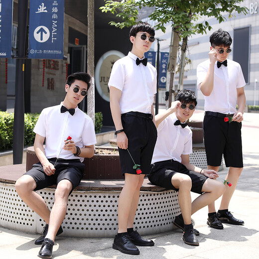 Dongyi Groomsmen's Group Clothing Herren Brüder Gruppengruppe kurzärmeligter Hemdanzug Anzug Bräutigam Hochzeitsanzug