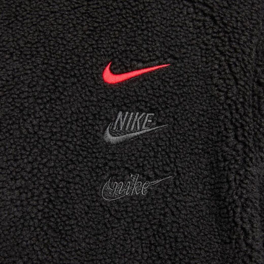 Nike (Nike) Vêtements officiels masculins 2025 Spring New Sportswear Imitation Lamb Velvet Stand Collar Casual Washing Veste FZ6194-010 XL 180 (recommandé 140-160jin [Jin est égal à 0,5 kg]))