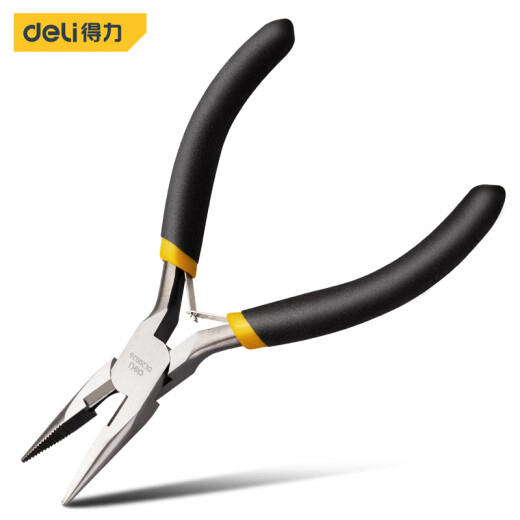 Deli high carbon steel precision forged mini toothed tip pliers tip pliers holding pliers 5 inches DL20026