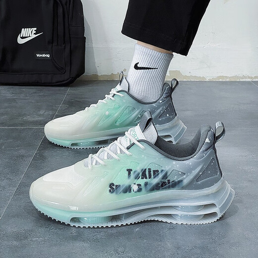 EXUELING men's shoes summer breathable cushion shock-absorbing large size men's shoes sports shoes youth trendy running shoes heightened summer shoes men TK757 gray-green 42 (260mm)