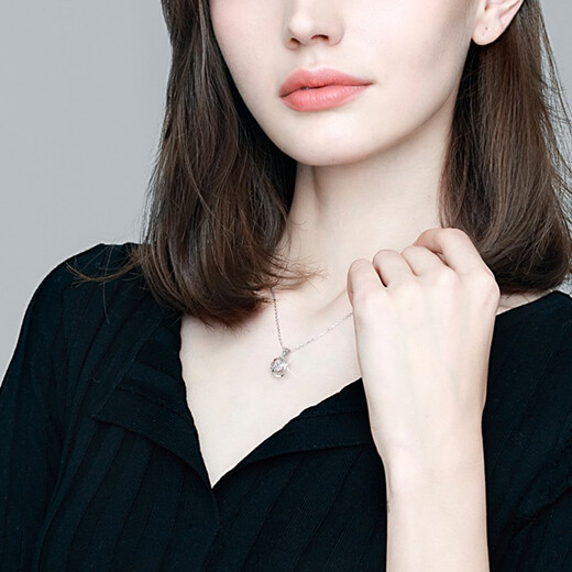 LAOLATU 999 platinum necklace for women PT950 platinum rose pendant light luxury Chinese Valentine's Day gift for girlfriend and wife 999 platinum necklace + pt950 moissanite pendant